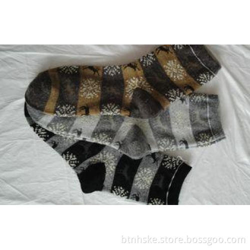 Grey Woven Jacquard Mens Wool Socks